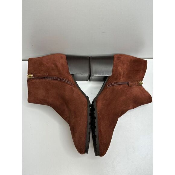 Aquatalia Boots Womens Size 8 Block Heel Ginger Suede Ankle Booties Leather - Picture 6 of 13